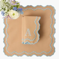 Lily Sand & Blue Placemats & Napkins (Set of 4)