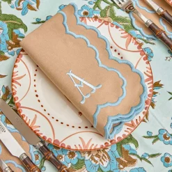 Lily Sand & Blue Placemats & Napkins (Set of 4)