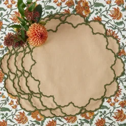 Lily Sand & Green Placemats & Napkins (Set of 4)