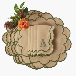 Lily Sand & Green Placemats & Napkins (Set of 4)