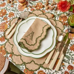Lily Sand & Green Placemats & Napkins (Set of 4)