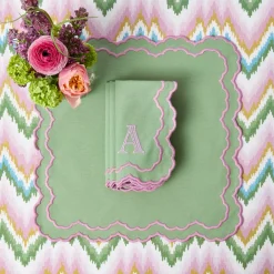 Lily Soft Green & Pink Napkins (Set of 4)