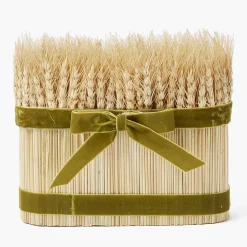 Long Wheat Sheaf with Green Velvet Bow
