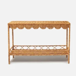 Madeleine Rattan Scalloped Console Table