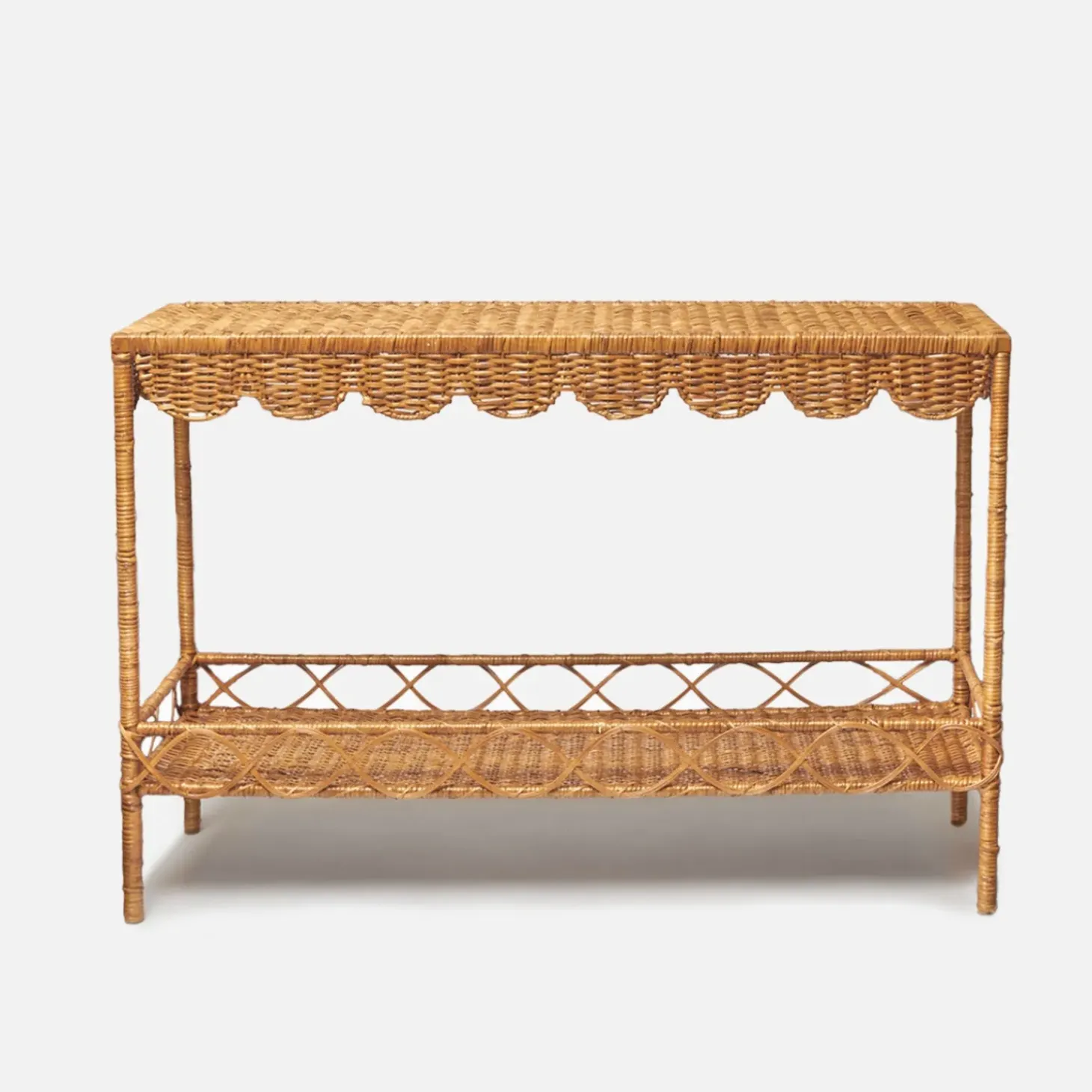 Madeleine Rattan Scalloped Console Table