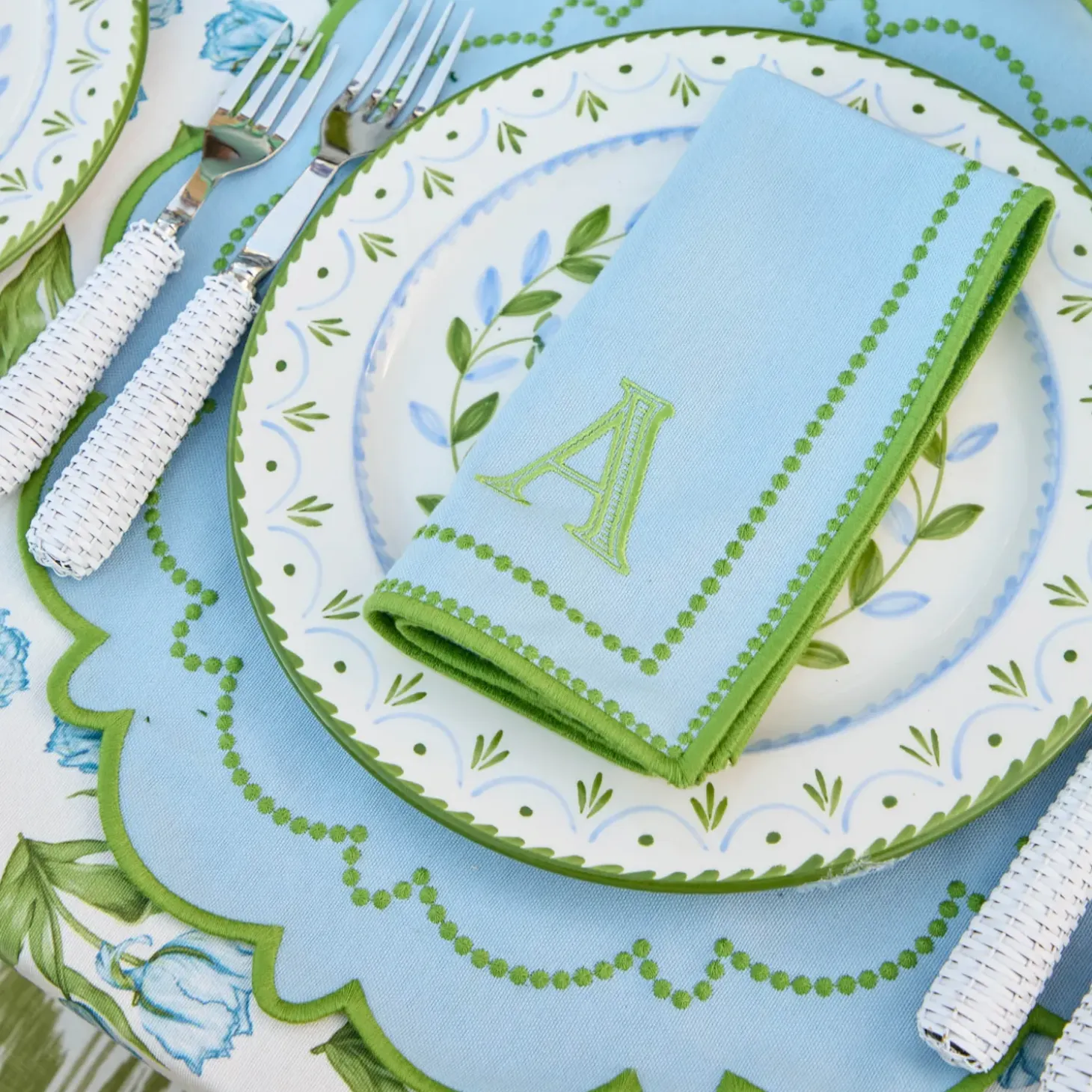 Mariana Blue & Green Placemats & Napkins (Set of 4)