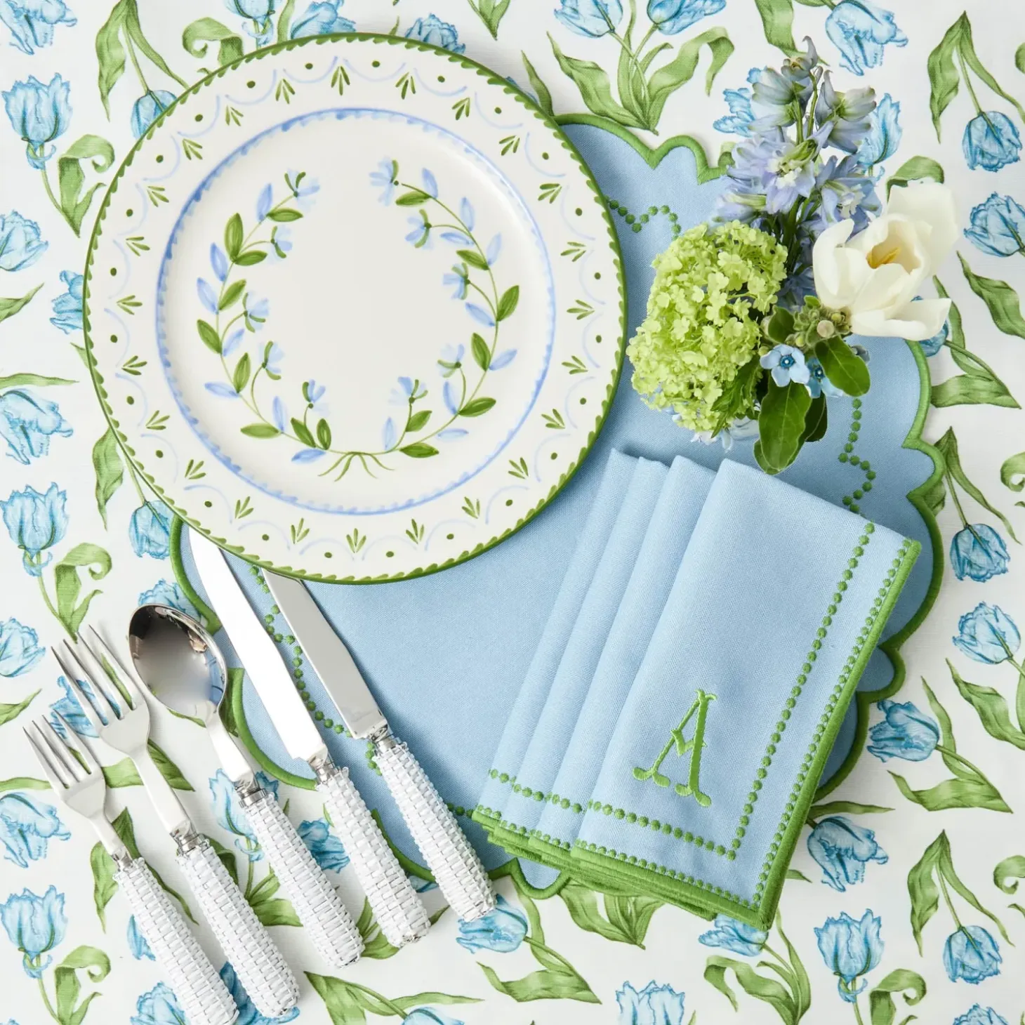 Mariana Blue & Green Placemats & Napkins (Set of 4)