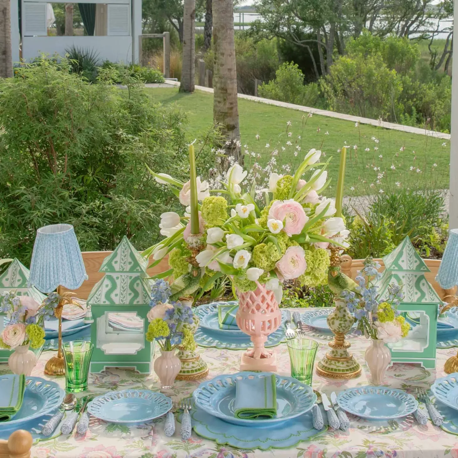 Mariana Blue & Green Placemats & Napkins (Set of 4)