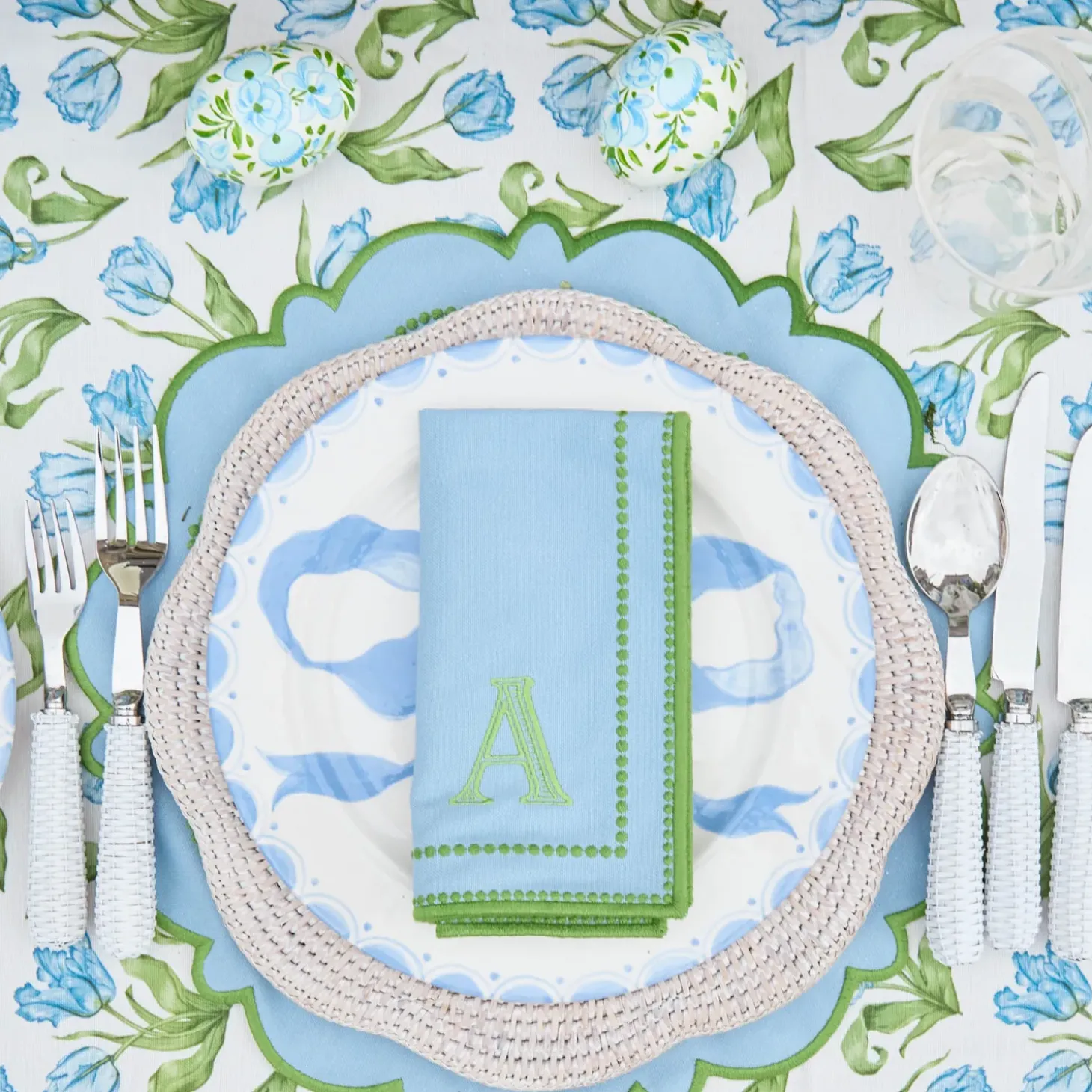 Mariana Blue & Green Placemats & Napkins (Set of 4)
