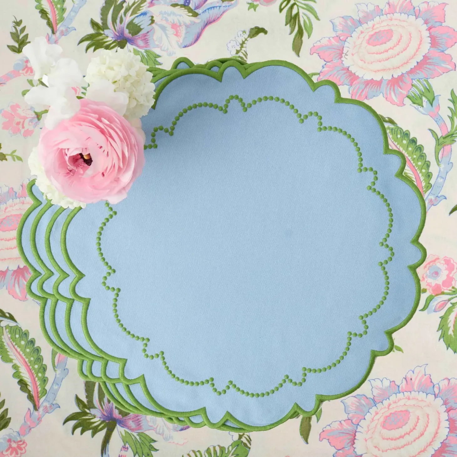 Mariana Blue & Green Placemats & Napkins (Set of 4)