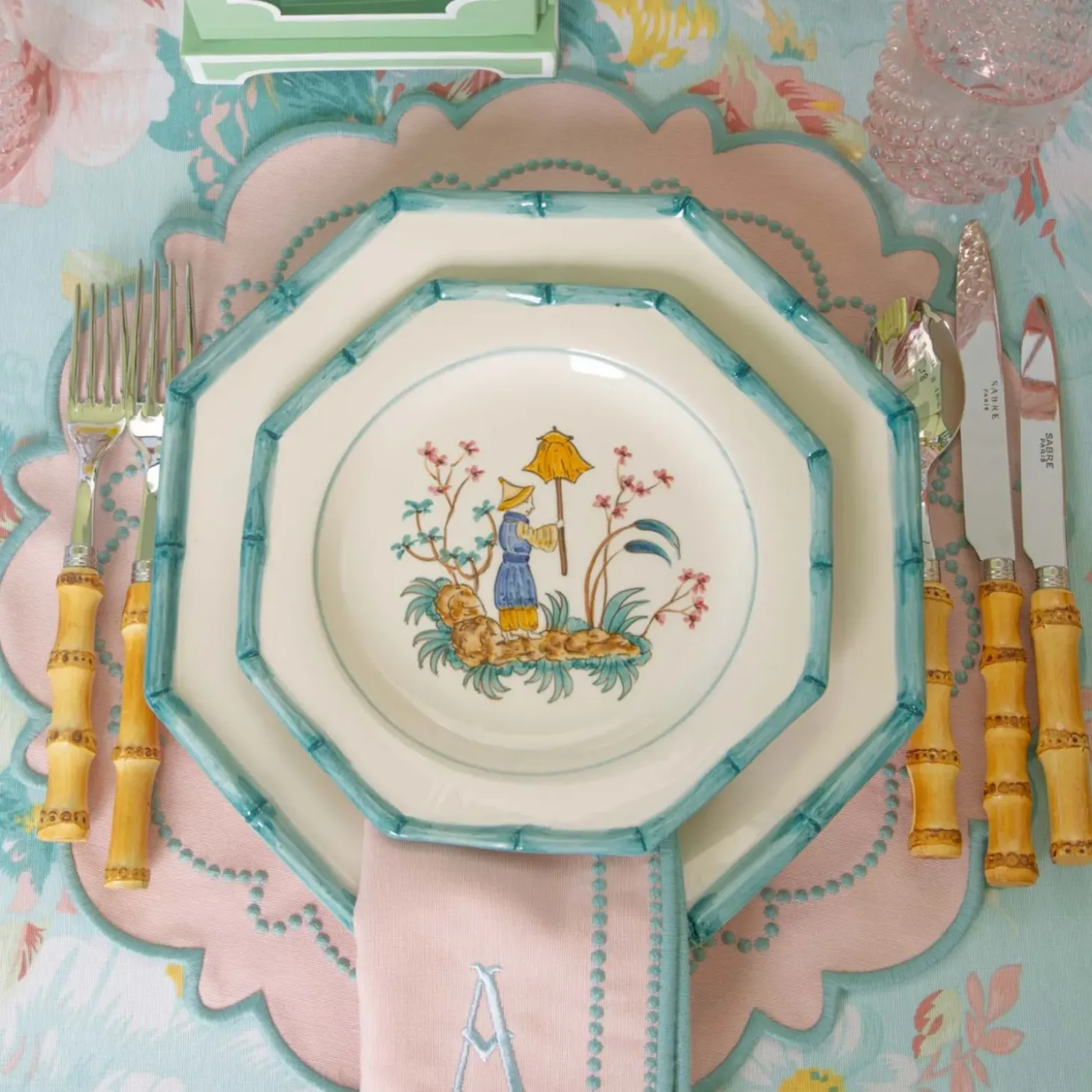 Mariana Pink & Duck Egg Placemats & Napkins (Set of 4)