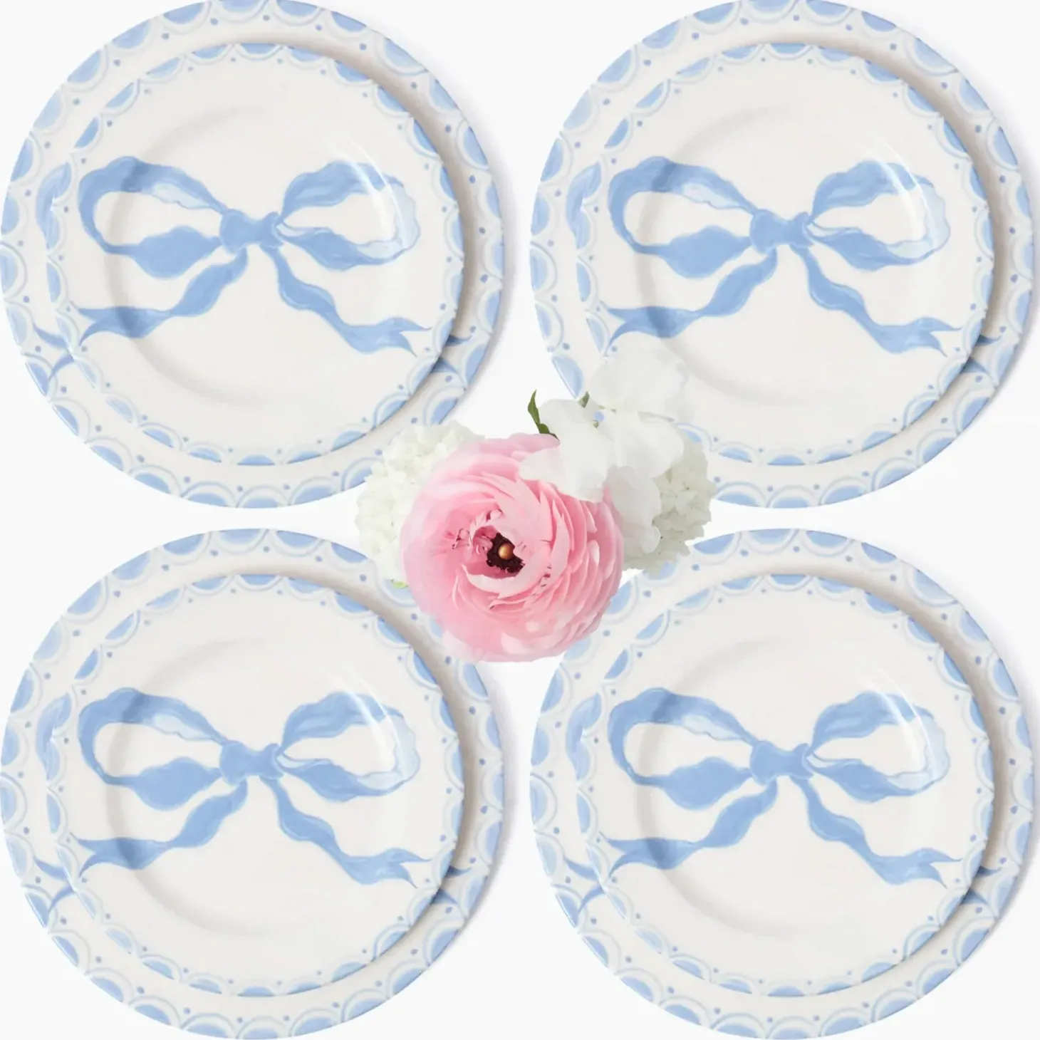 Marilyn Blue Bow Dinner & Starter Plates (Set of 8)