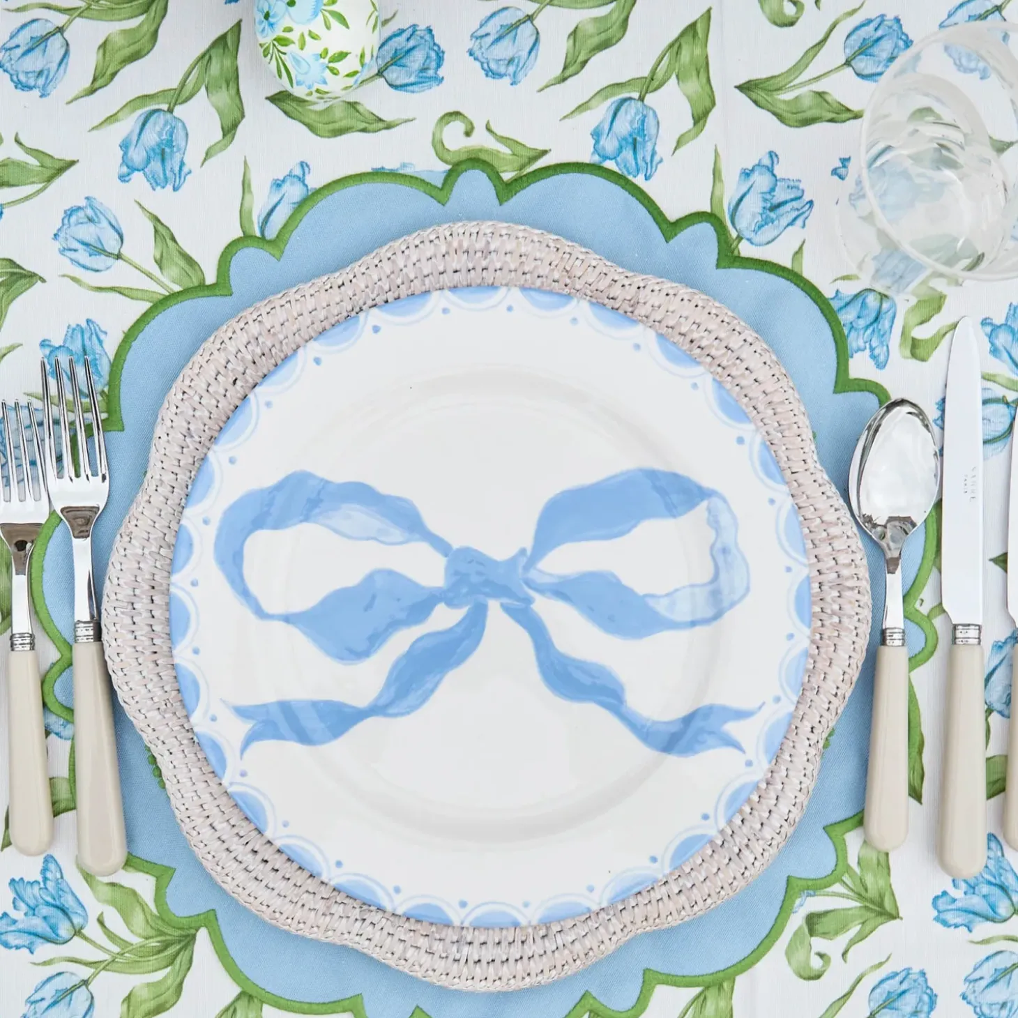 Marilyn Blue Bow Dinner & Starter Plates (Set of 8)