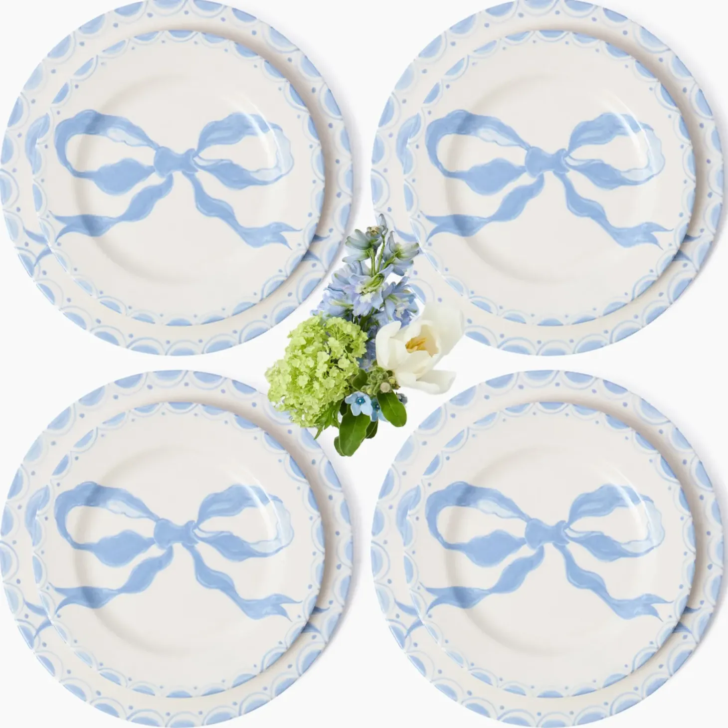 Marilyn Blue Bow Dinner & Starter Plates (Set of 8)