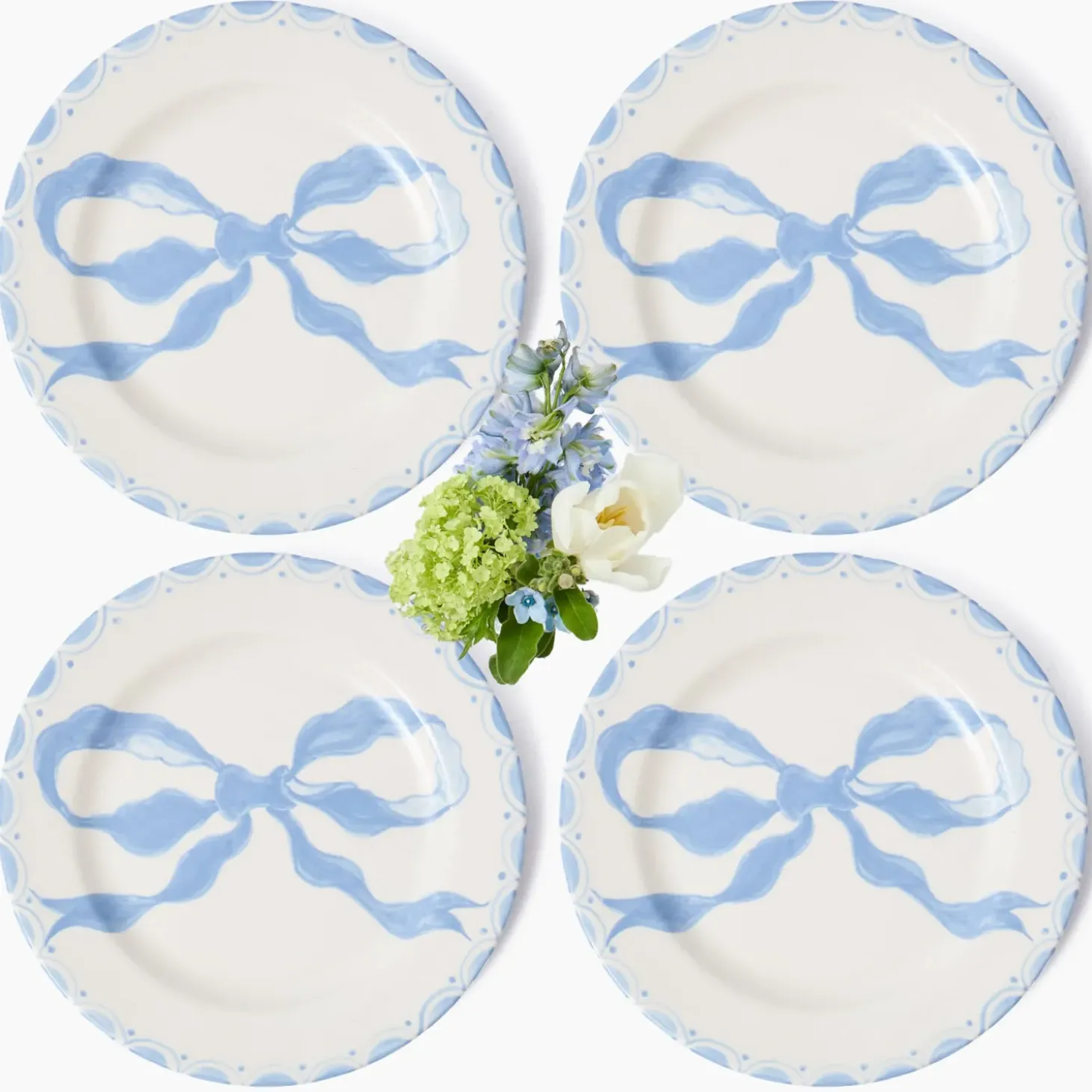 Marilyn Blue Bow Dinner Plates (Set of 4)