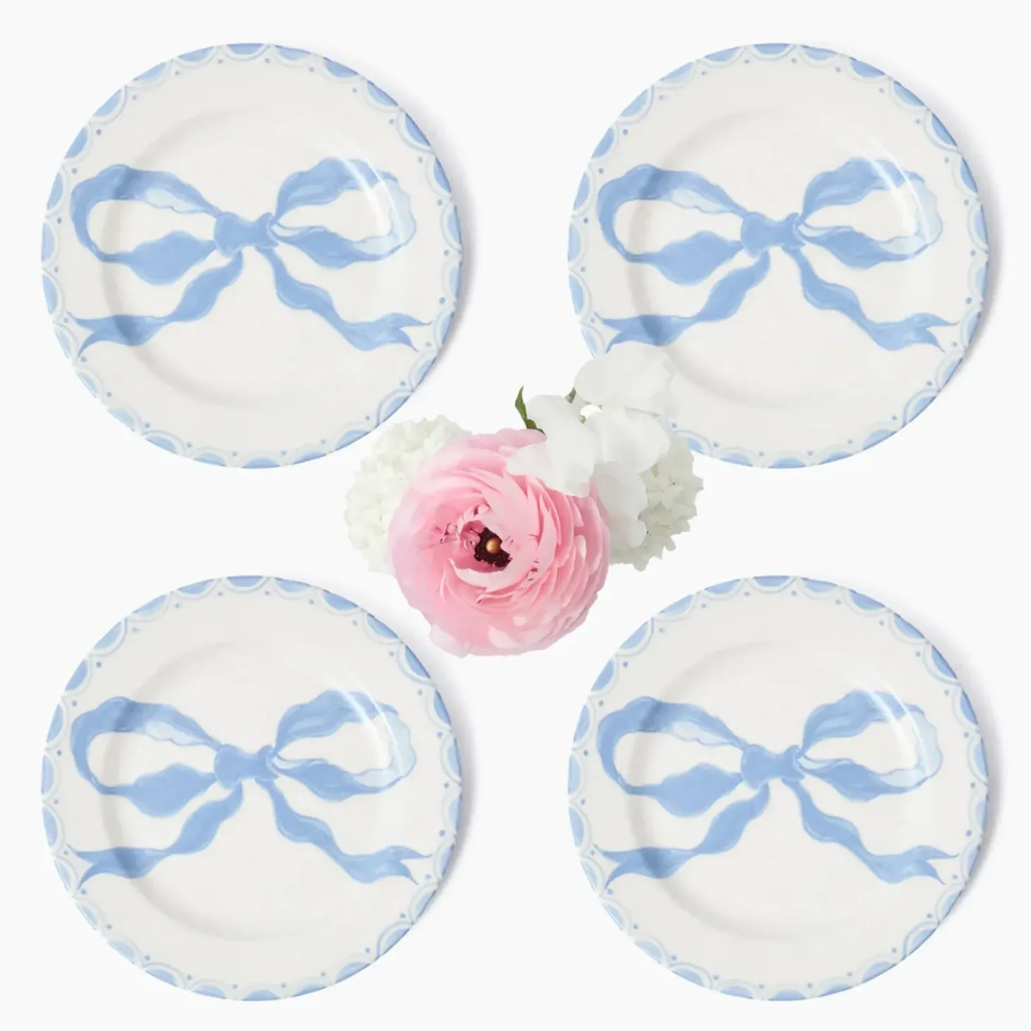 Marilyn Blue Bow Starter Plates (Set of 4)