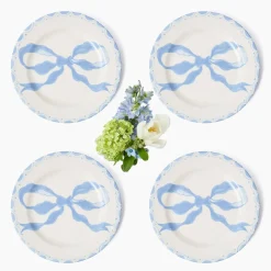Marilyn Blue Bow Starter Plates (Set of 4)