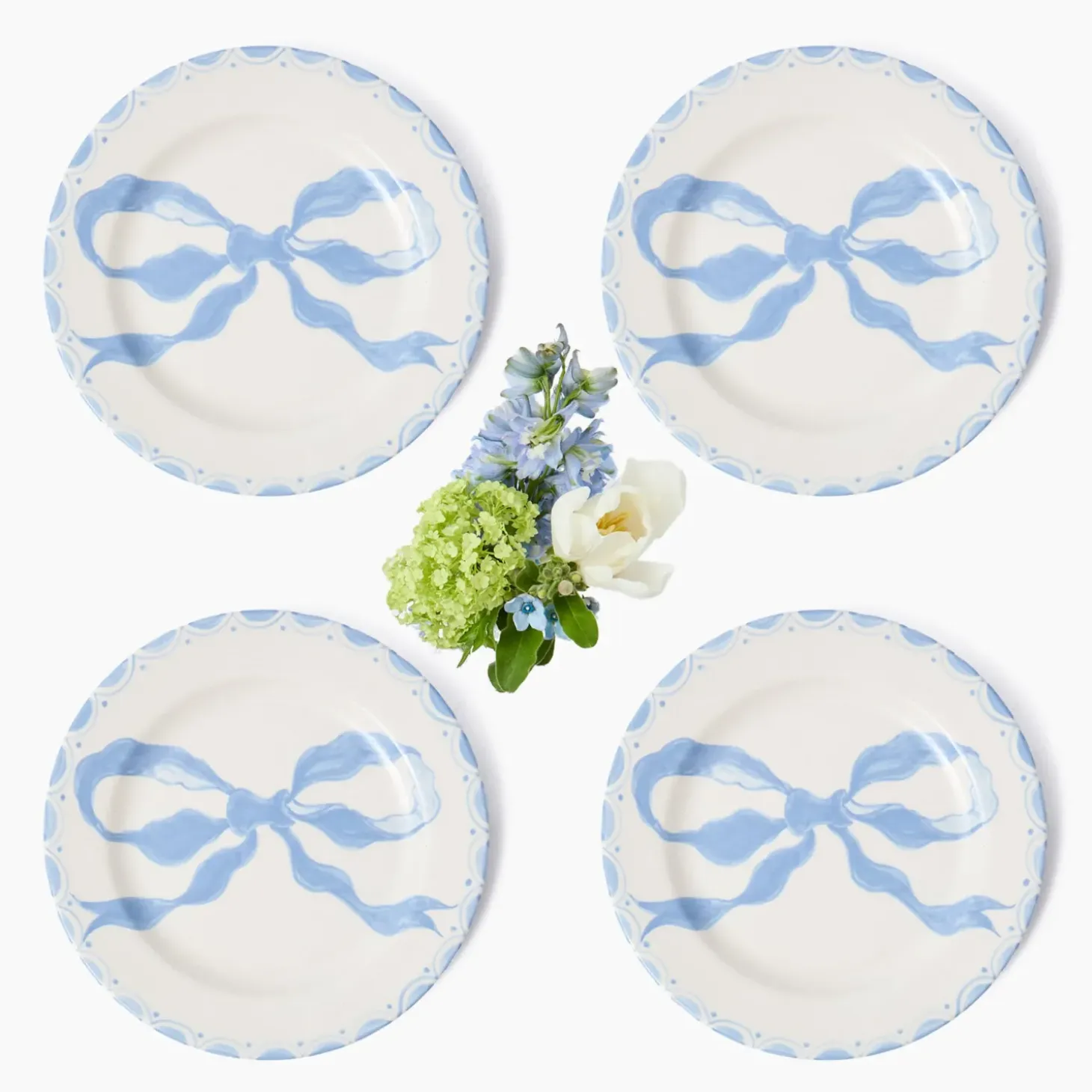 Marilyn Blue Bow Starter Plates (Set of 4)