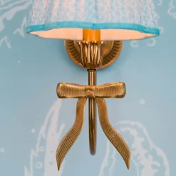 Marilyn Bow Rechargeable Wall Light with Soft Blue Lotus Shade (18cm)