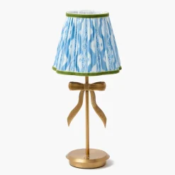 Marilyn Bow Rechargeable Lamp with Blue & Green Ikat Shade (18cm)