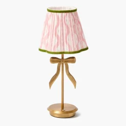 Marilyn Bow Rechargeable Lamp with Pink & Green Ikat Shade (18cm)