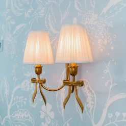 Marilyn Bow Rechargeable Double Wall Light with Cream Shades (14cm)