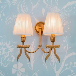 Marilyn Bow Rechargeable Double Wall Light with Cream Shades (14cm)