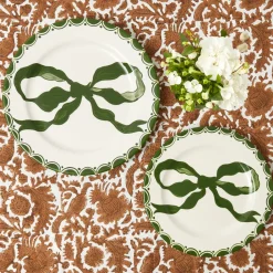 Marilyn Forest Green Bow Dinner & Starter Plates (Set of 8)