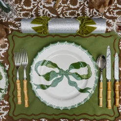Marilyn Forest Green Bow Dinner Plates (Set of 4)
