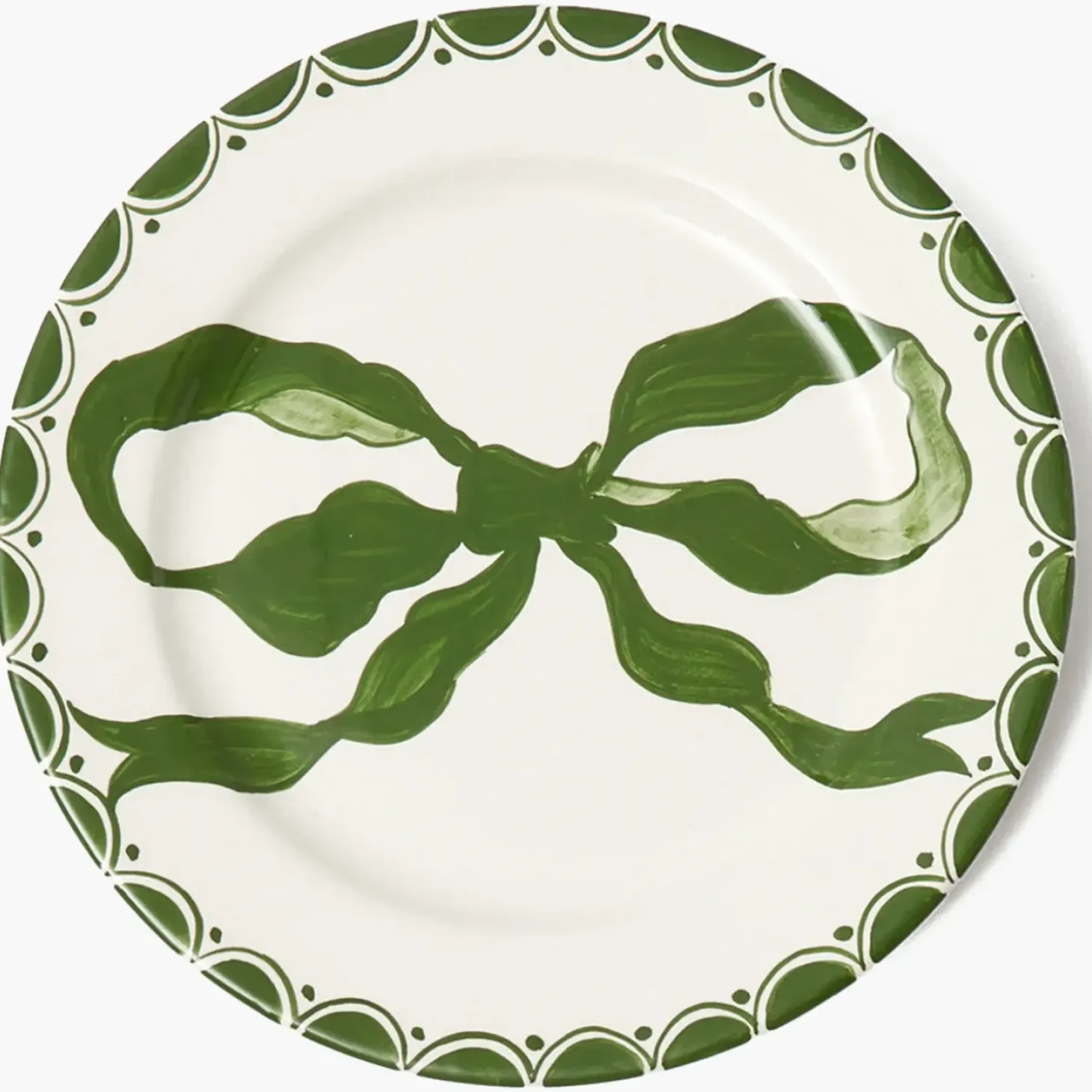 Marilyn Forest Green Bow Dinner Plate