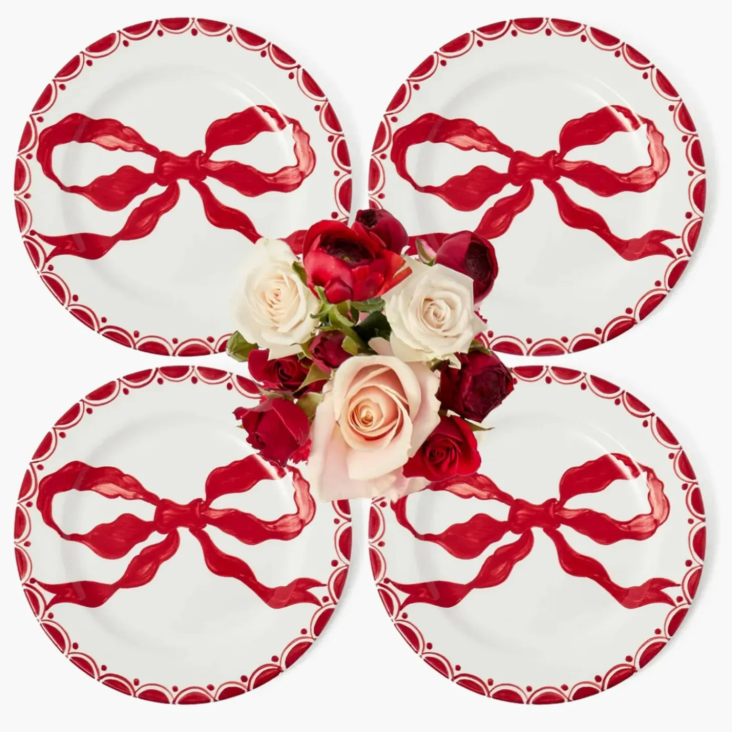 Marilyn Red Bow Starter Plates (Set of 4)