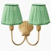 Marina Rechargeable Double Wall Light with Green Lotus Shades (18cm)