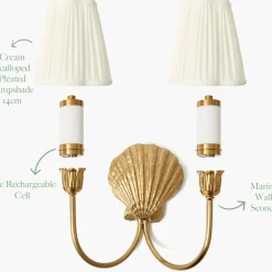 Marina Rechargeable Double Wall Light with Cream Shades (14cm)