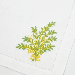 Mimosa White Linen Napkins (Set of 4)