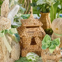 Mini Bow Rattan Pagoda Lanterns (Pair)