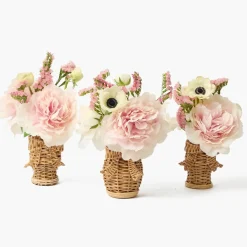 Mini Rattan Bow Vases (Set of 3)