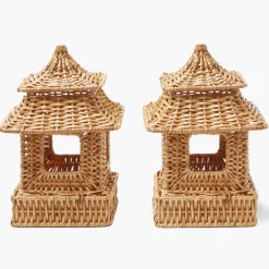 Mini Rattan Pagoda Lanterns (Pair)