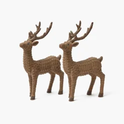 Mini Rattan Reindeer (Pair) - 20cm
