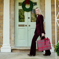 Mrs. Alice Tote Bag (Red Tartan) With Bow