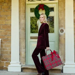 Mrs. Alice Tote Bag (Red Tartan) With Bow