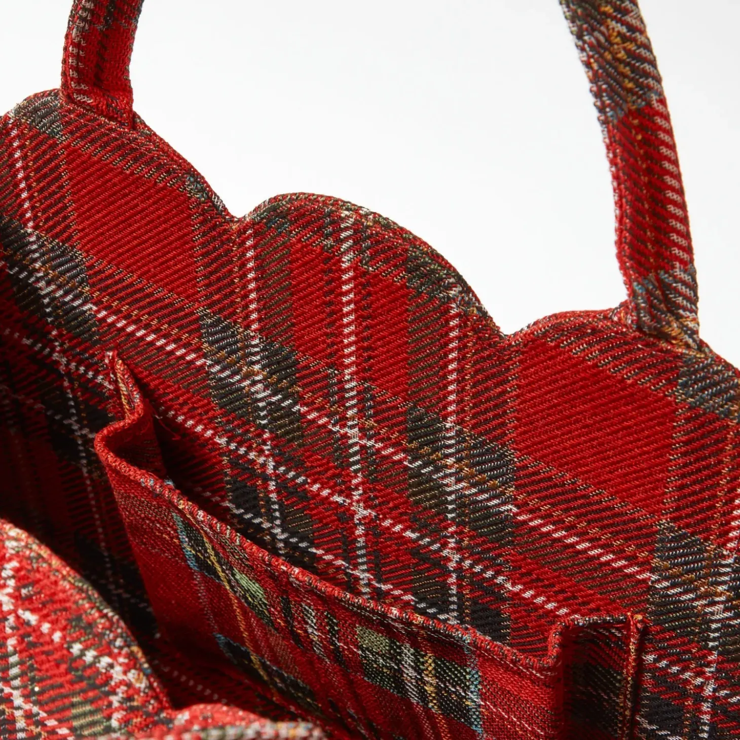 Mrs. Alice Tote Bag (Red Tartan) With Bow