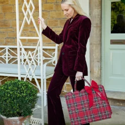 Mrs. Alice Tote Bag (Red Tartan) With Bow