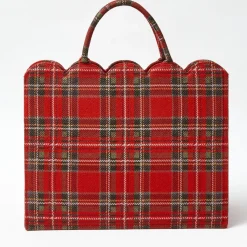 Mrs. Alice Tote Bag (Red Tartan) With Bow