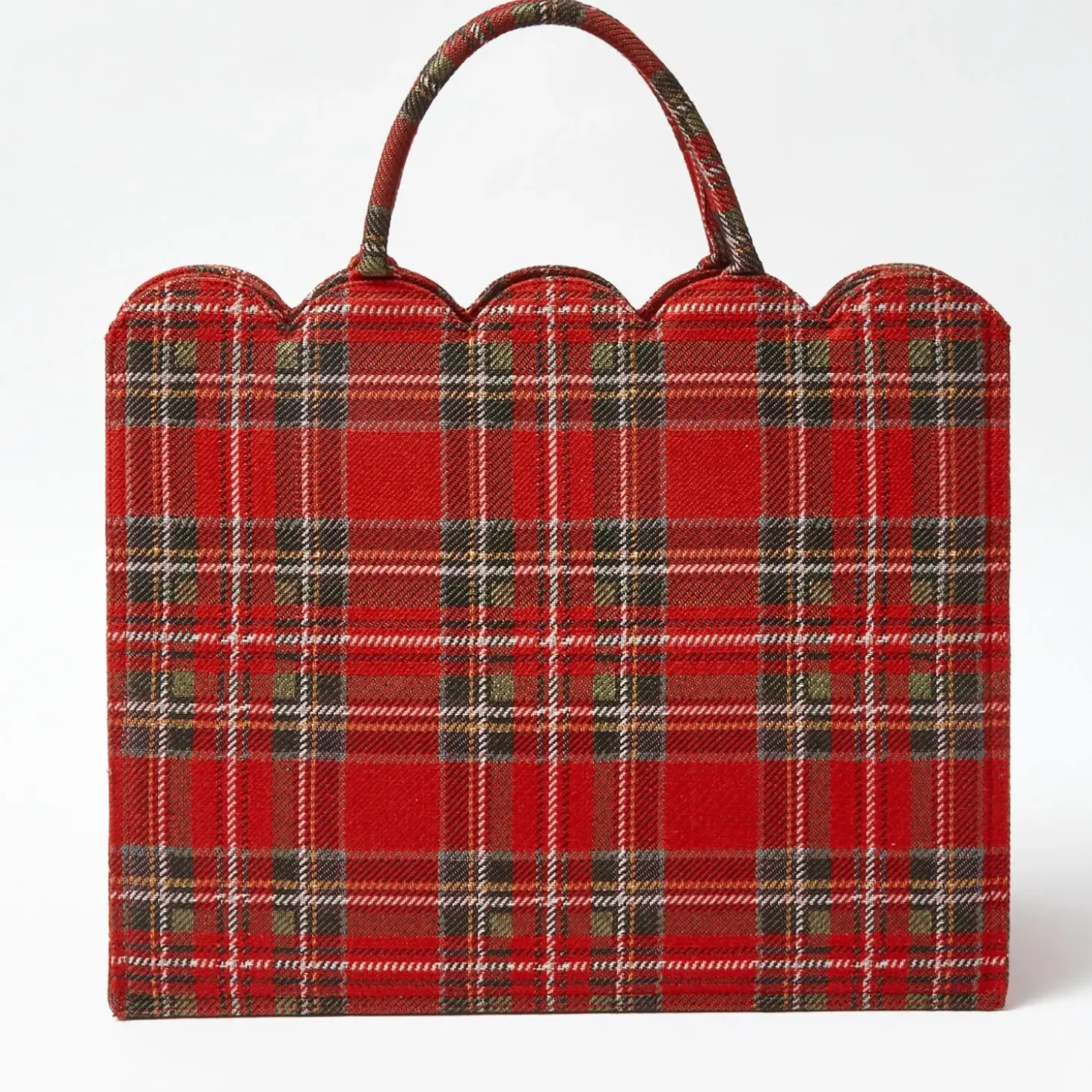 Mrs. Alice Tote Bag (Red Tartan) With Bow