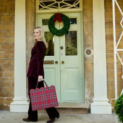 Mrs. Alice Tote Bag (Red Tartan) With Bow