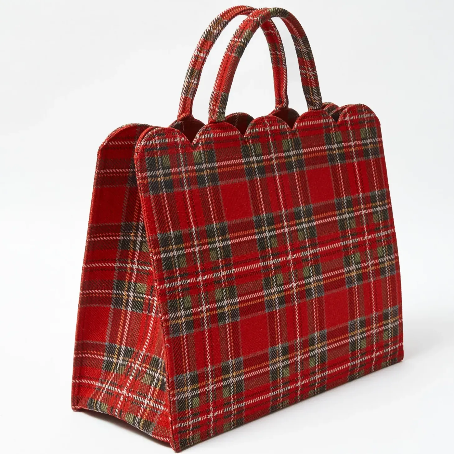 Mrs. Alice Tote Bag (Red Tartan) With Bow
