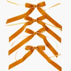Mustard Velvet Bows (Set of 4) - 20cm