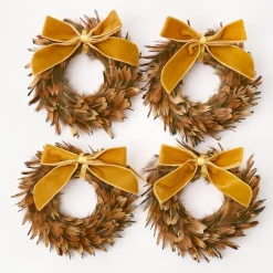Mustard Velvet Mini Bows (Set of 4)