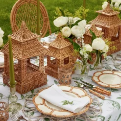 Natural Rattan Pagoda Lantern Set