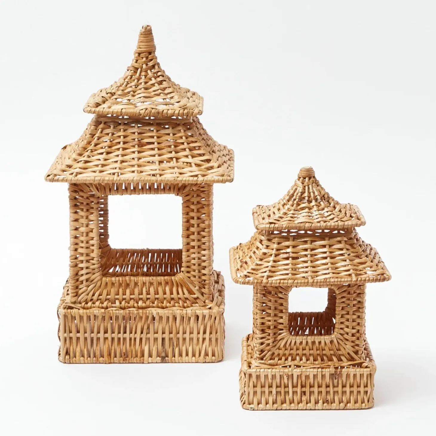 Natural Rattan Pagoda Lantern Set